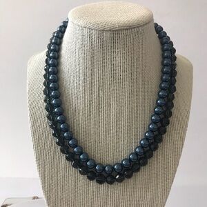 Double strand beads shades of black‎ and dark blue
